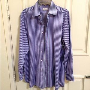 Brioni  Dress Shirt cotton Blue /Purple stripes Sz 16 1/2